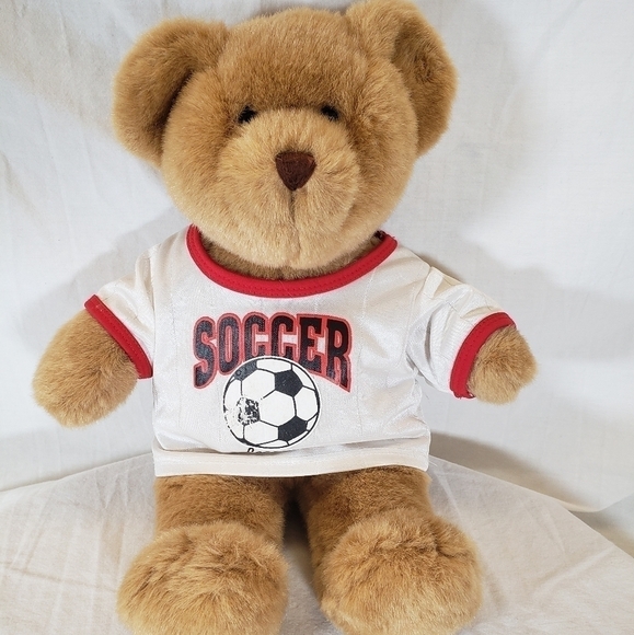 Build a bear Brown Teddy in a Soccer Shirt - Picture 1 of 6